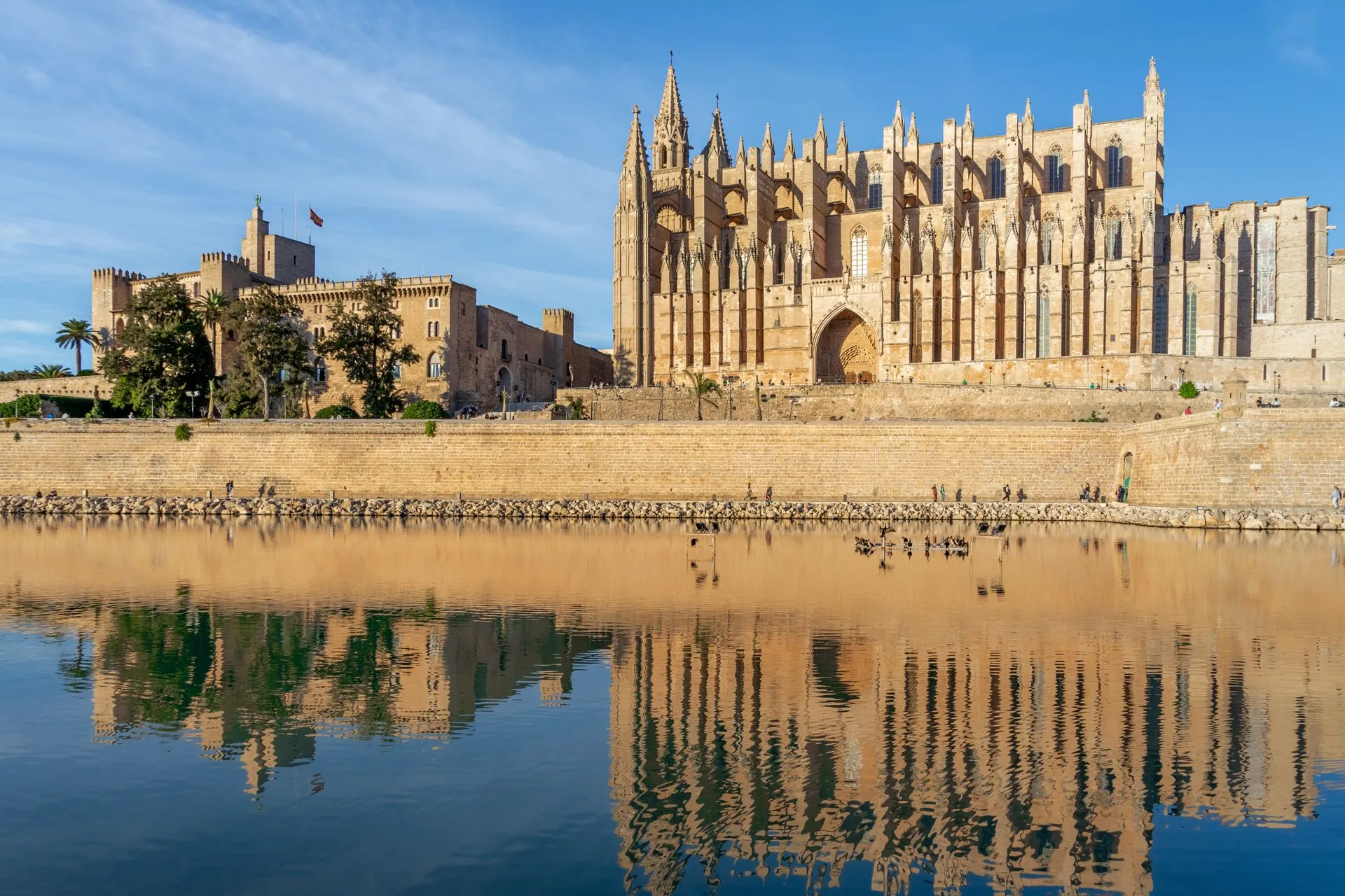 Vista de la Catedral de Mallorca (La Seu) y la bahía de Palma